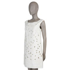 DOLCE & GABBANA cream cotton FLROAL JACQUARD Dress 42 M