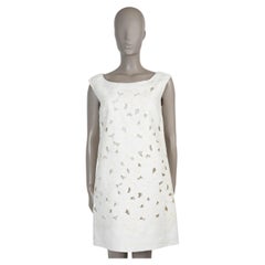 DOLCE & GABBANA cream cotton FLROAL JACQUARD Dress 42 M