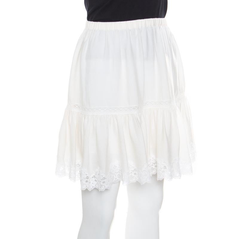 cream tiered skirt