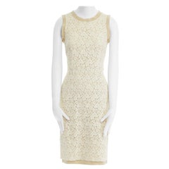 DOLCE GABBANA cream floral lace silk trim sleeveless cocktail dress IT38 US0 XS