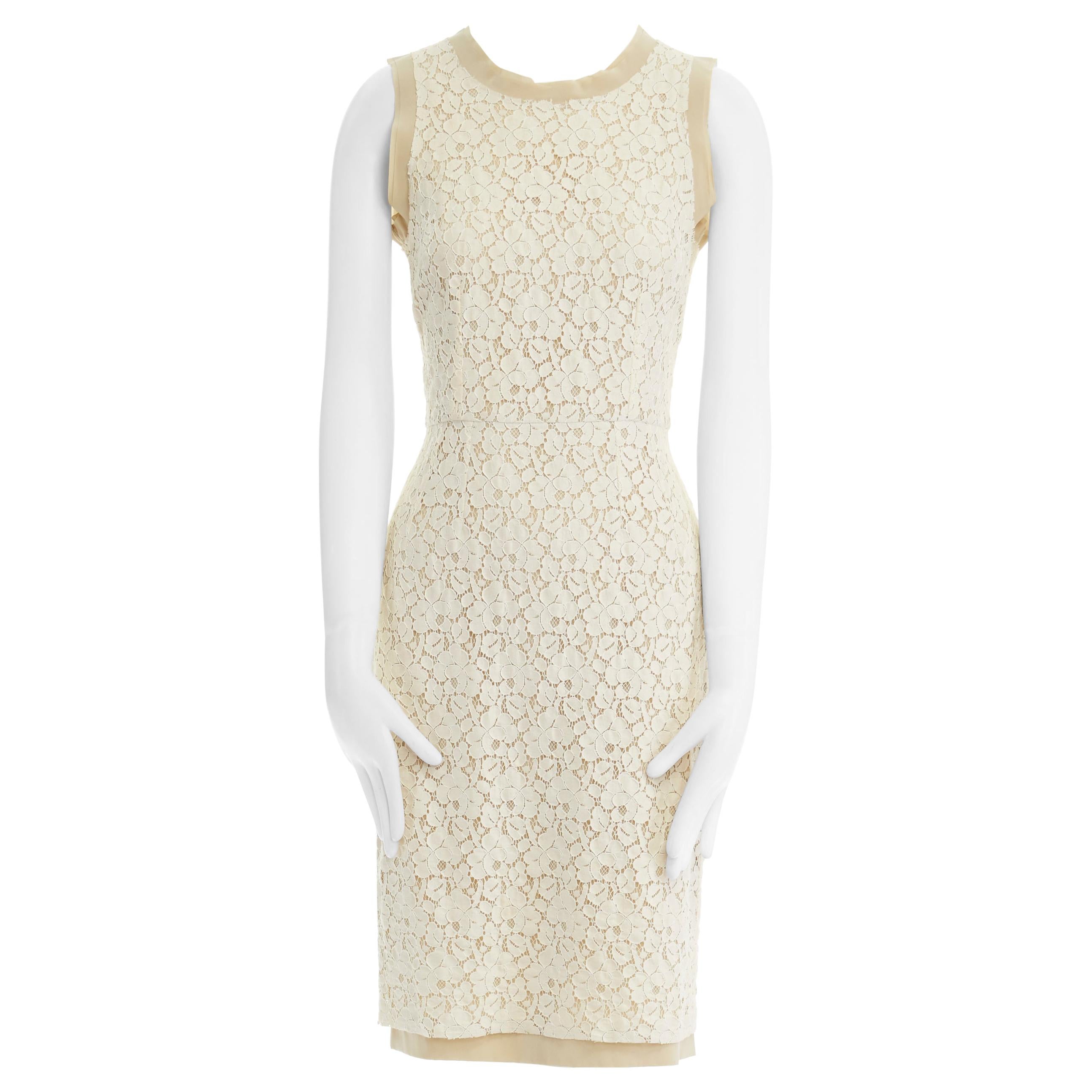 2012 Dolce & Gabbana Limited Release Pale Net Tulle Strapless Dress w Lace Flower Applique