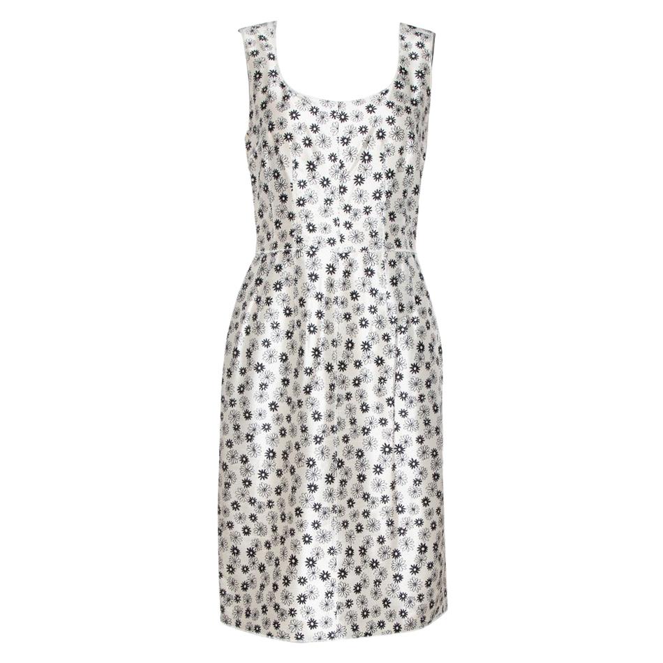 Dolce 
Gabbana Cream Floral Print Silk Sleeveless Dress S