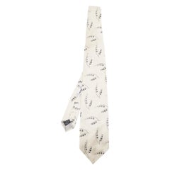Used Dolce & Gabbana Cream Floral Silk Jacquard Tie