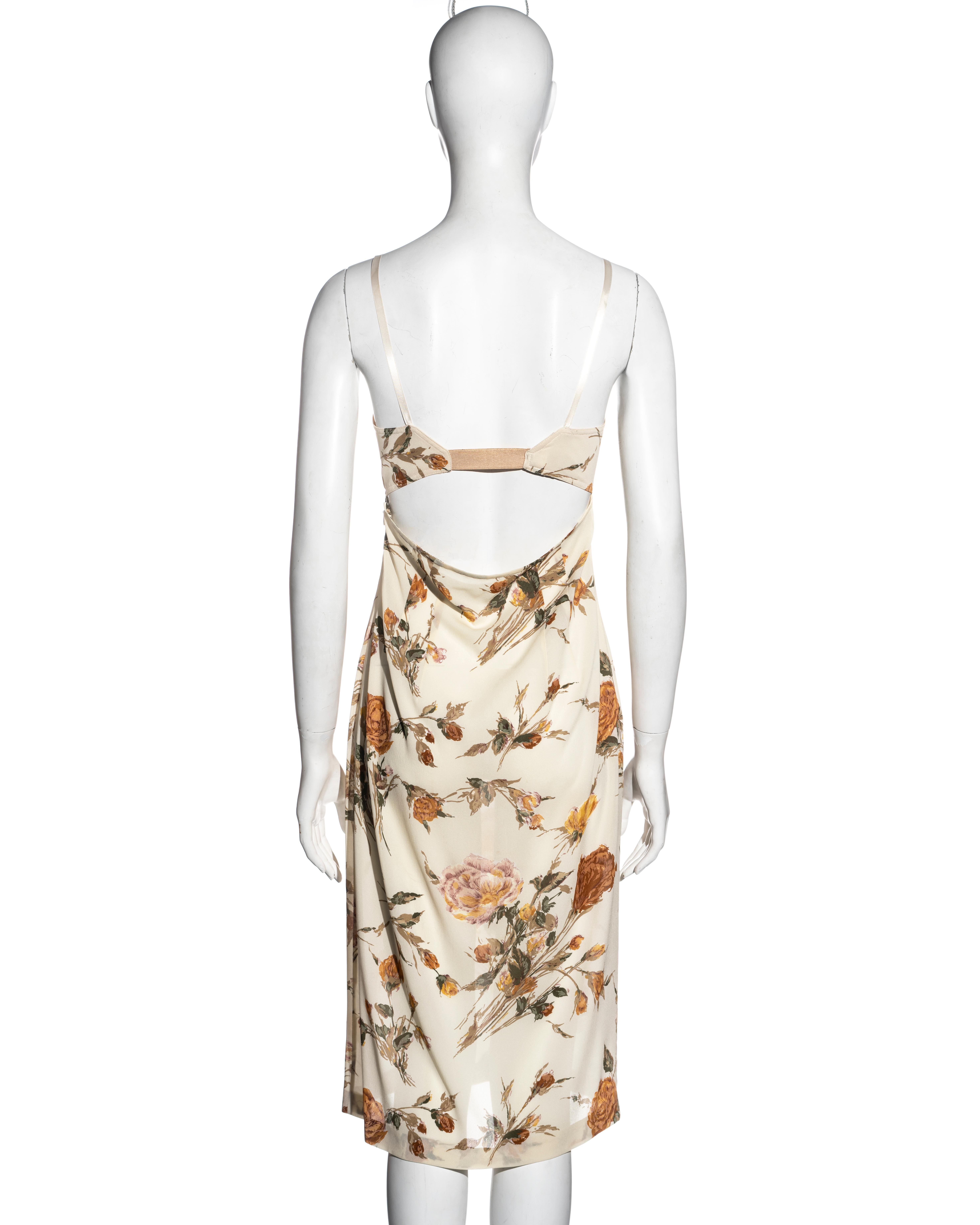 Dolce & Gabbana cream floral silk slip dress and wrap cardigan set, ss 1997 For Sale 2