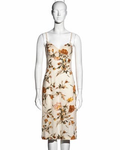 Dolce & Gabbana cream floral silk slip dress and wrap cardigan set, ss 1997