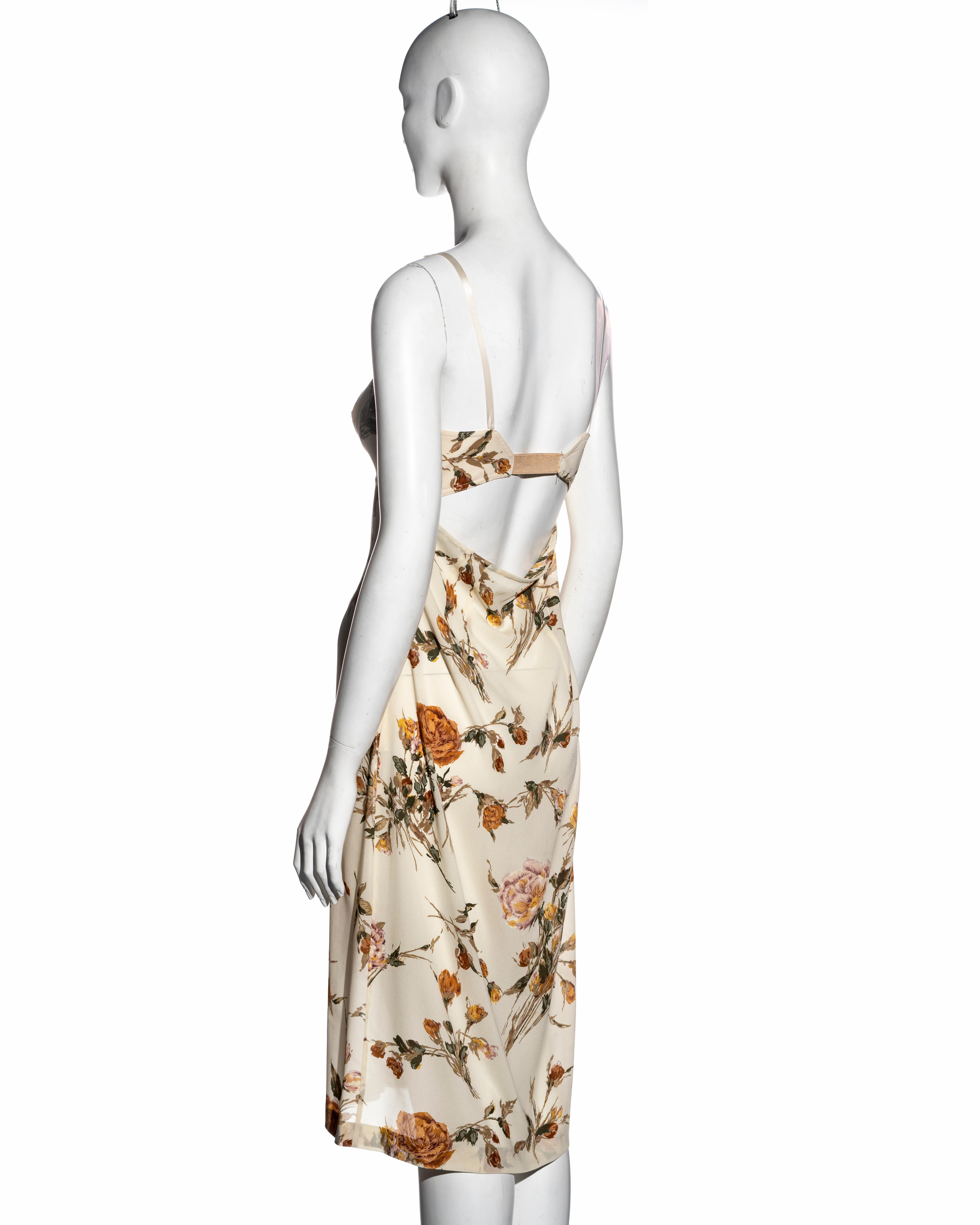 Dolce & Gabbana cream floral silk slip dress and wrap cardigan set, ss 1997 For Sale 1