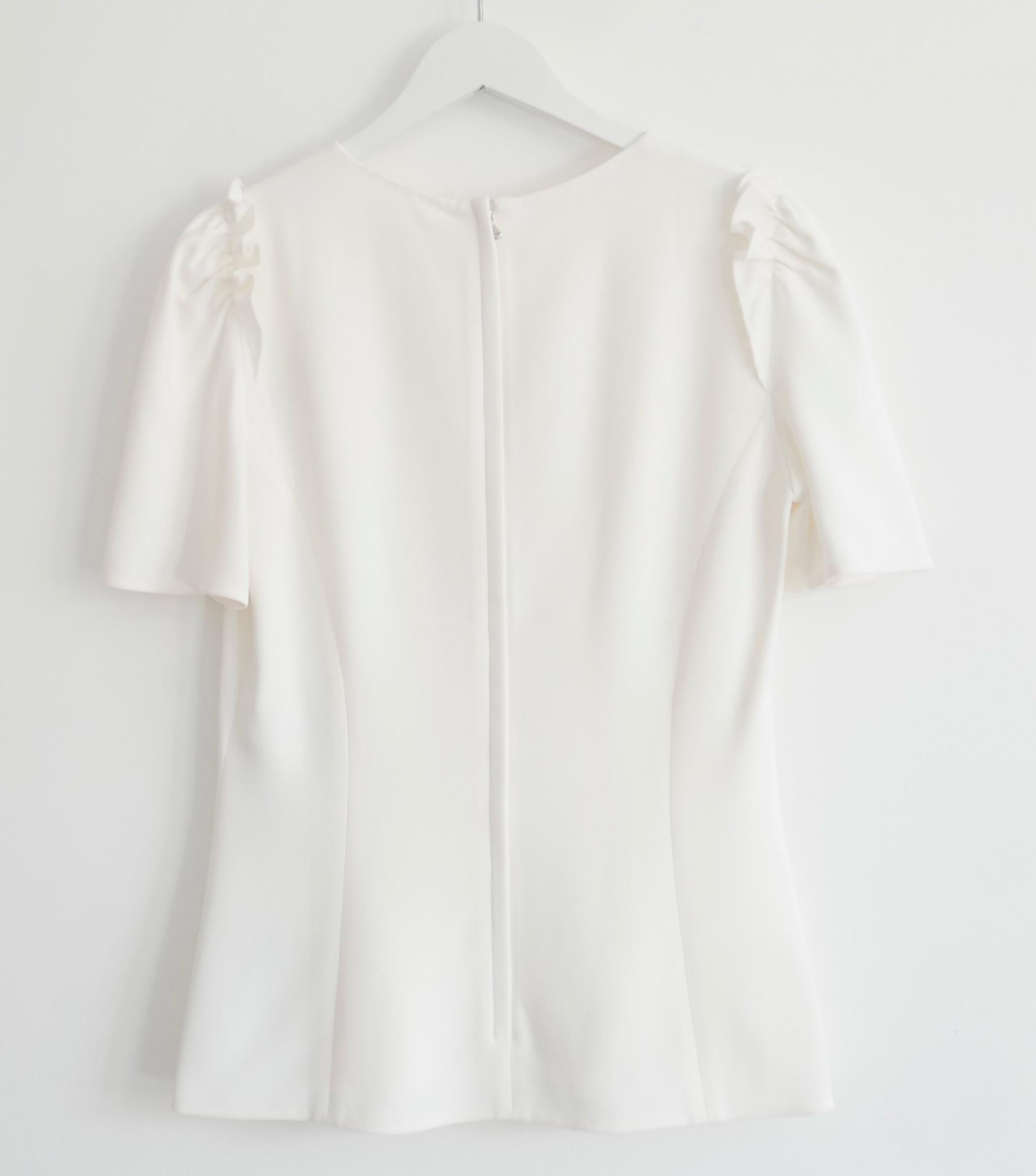 Gray Dolce & Gabbana Cream Frill Trim Crepe Top For Sale