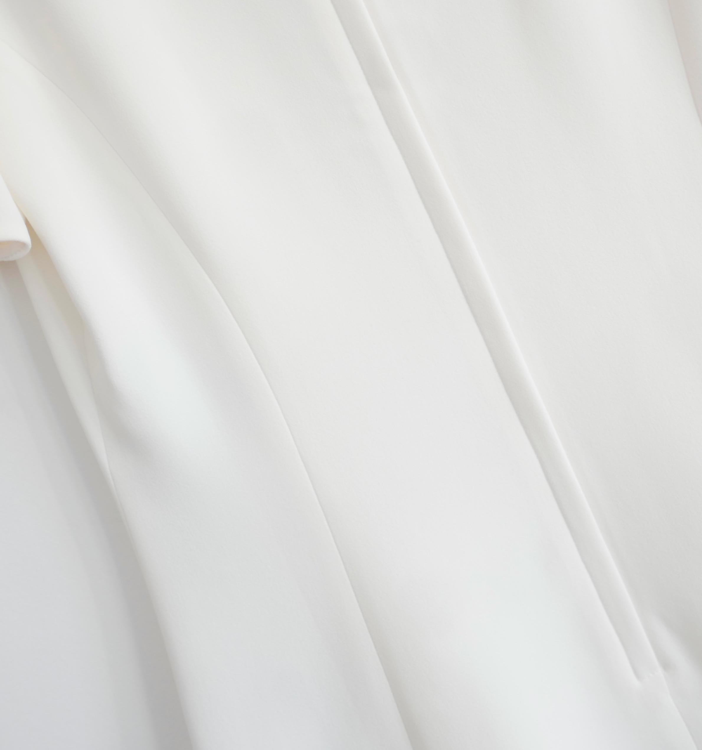 Dolce & Gabbana Cream Frill Trim Crepe Top In New Condition For Sale In London, GB