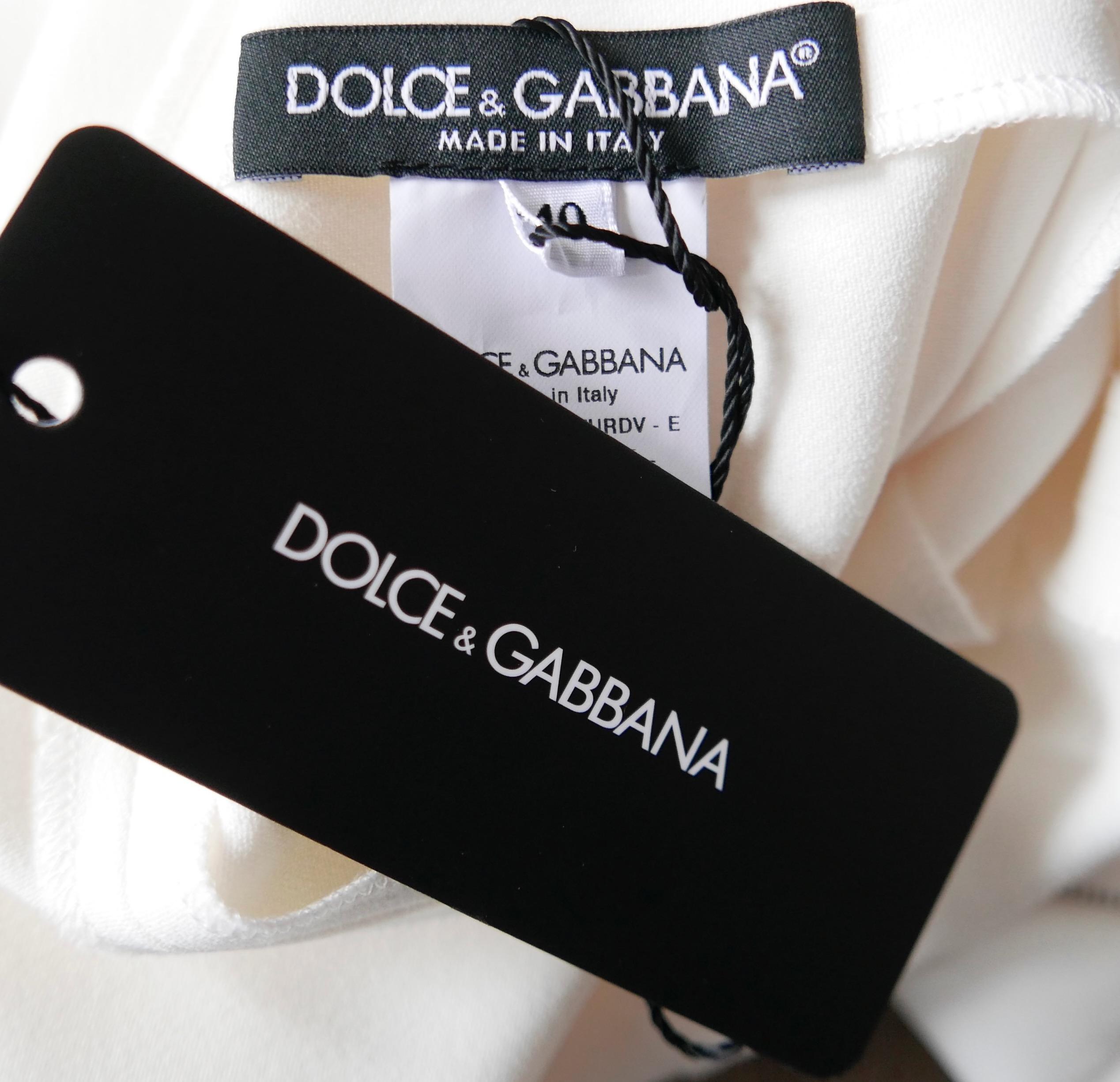 Women's Dolce & Gabbana Cream Frill Trim Crepe Top For Sale