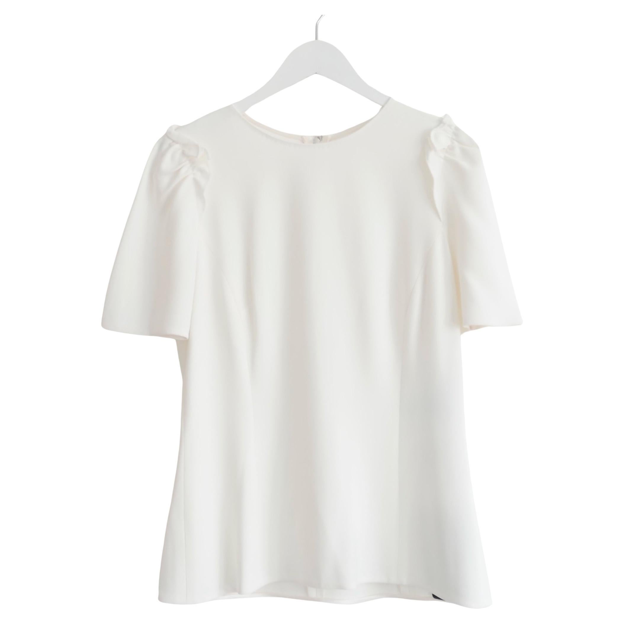 Dolce & Gabbana Cream Frill Trim Crepe Top For Sale