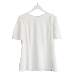 Dolce & Gabbana Cream Frill Trim Crepe Top