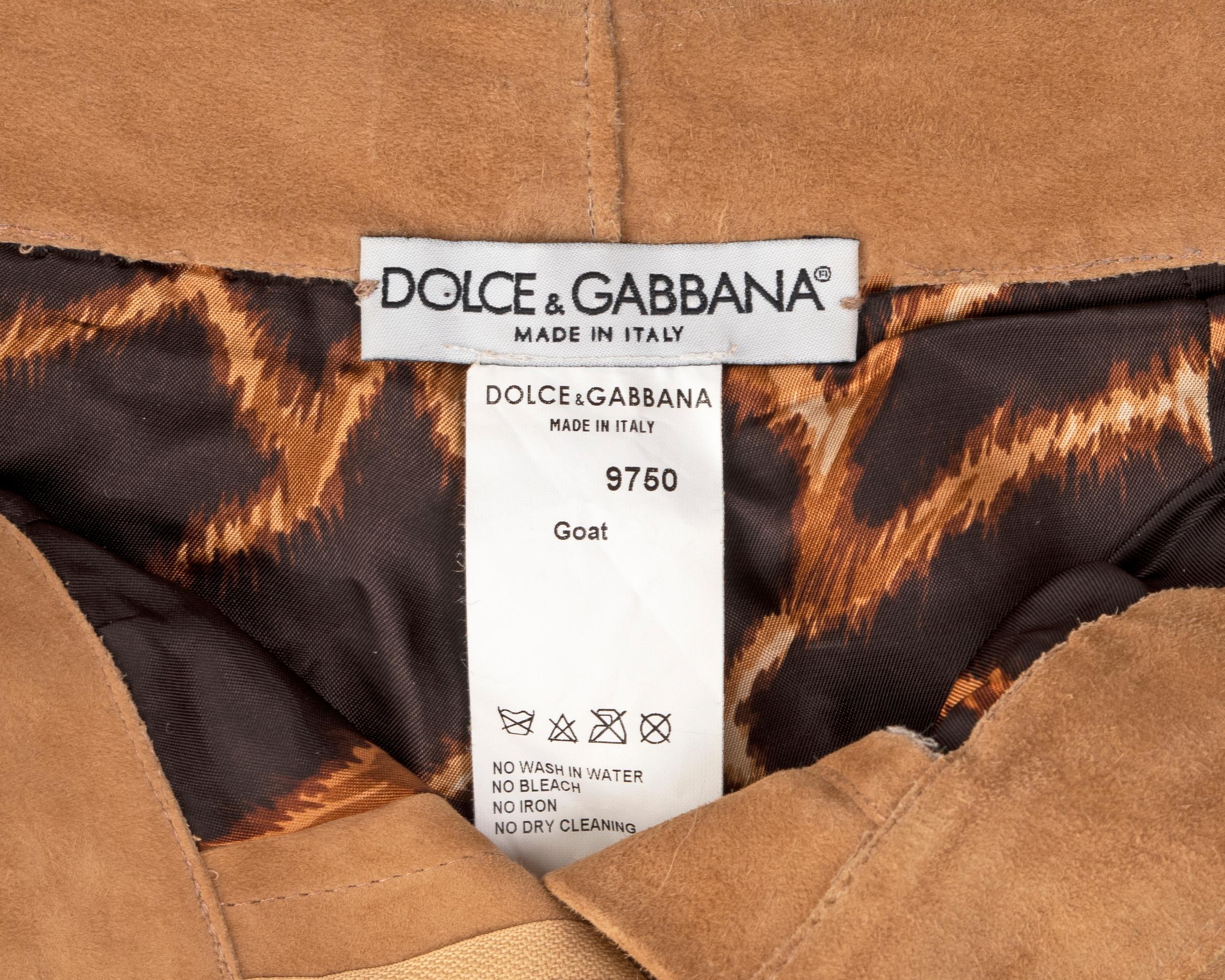 Dolce & Gabbana cream goat suede embroidered flared pants, ss 2001 For Sale 3
