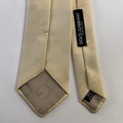 DOLCE & GABBANA Cream Gold Silk Tie