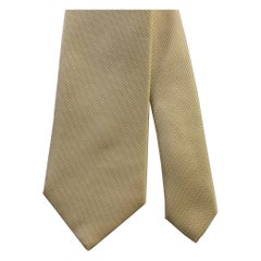 DOLCE & GABBANA Cream Gold Silk Tie