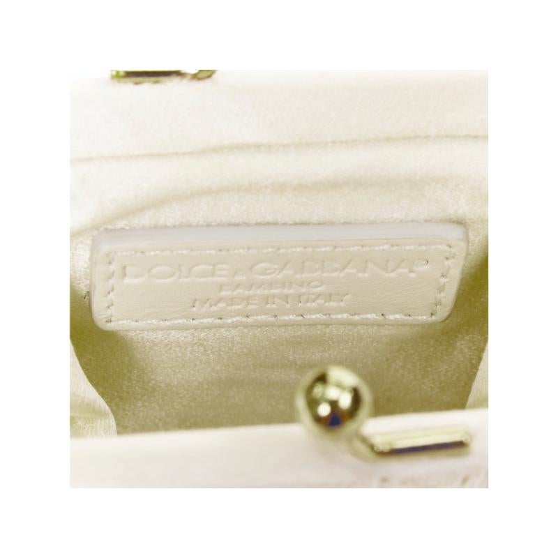 DOLCE GABBANA cream lace multicolour stone beaded kisslock chain micro bag en venta 5