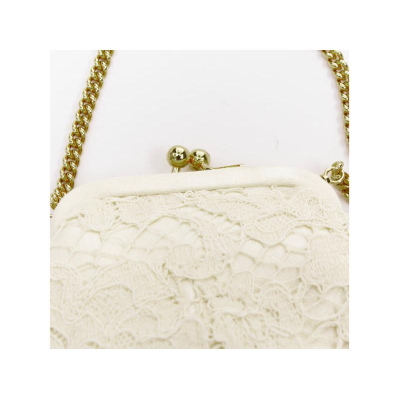 DOLCE GABBANA cream lace multicolour stone beaded kisslock chain micro bag en venta 3
