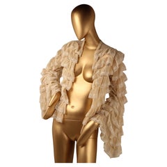 Dolce & Gabbana Cream Lace Ruffled Tiered Jacket-Style Top 1990's/00's