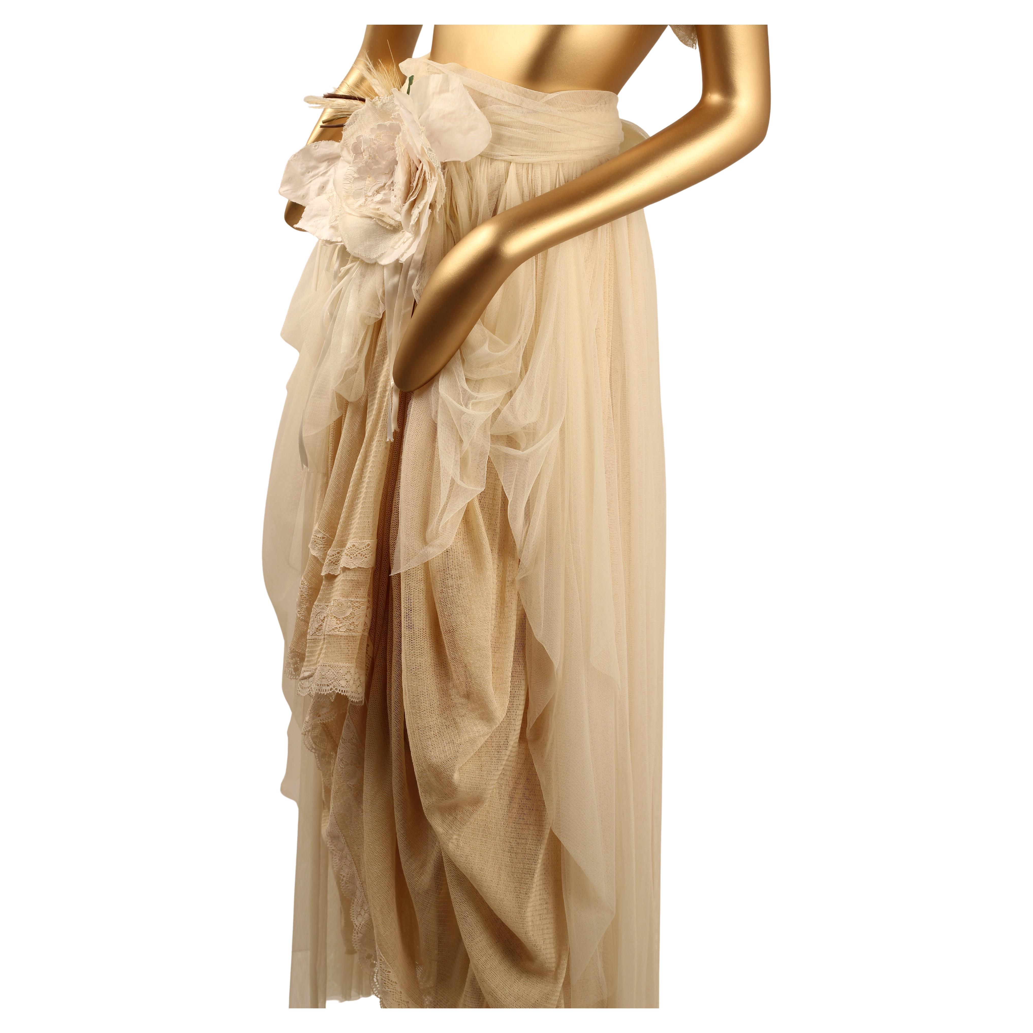 Brown Dolce & Gabbana Cream Lace Skirt - S/S 1993 Milan Runway Helena Christensen For Sale