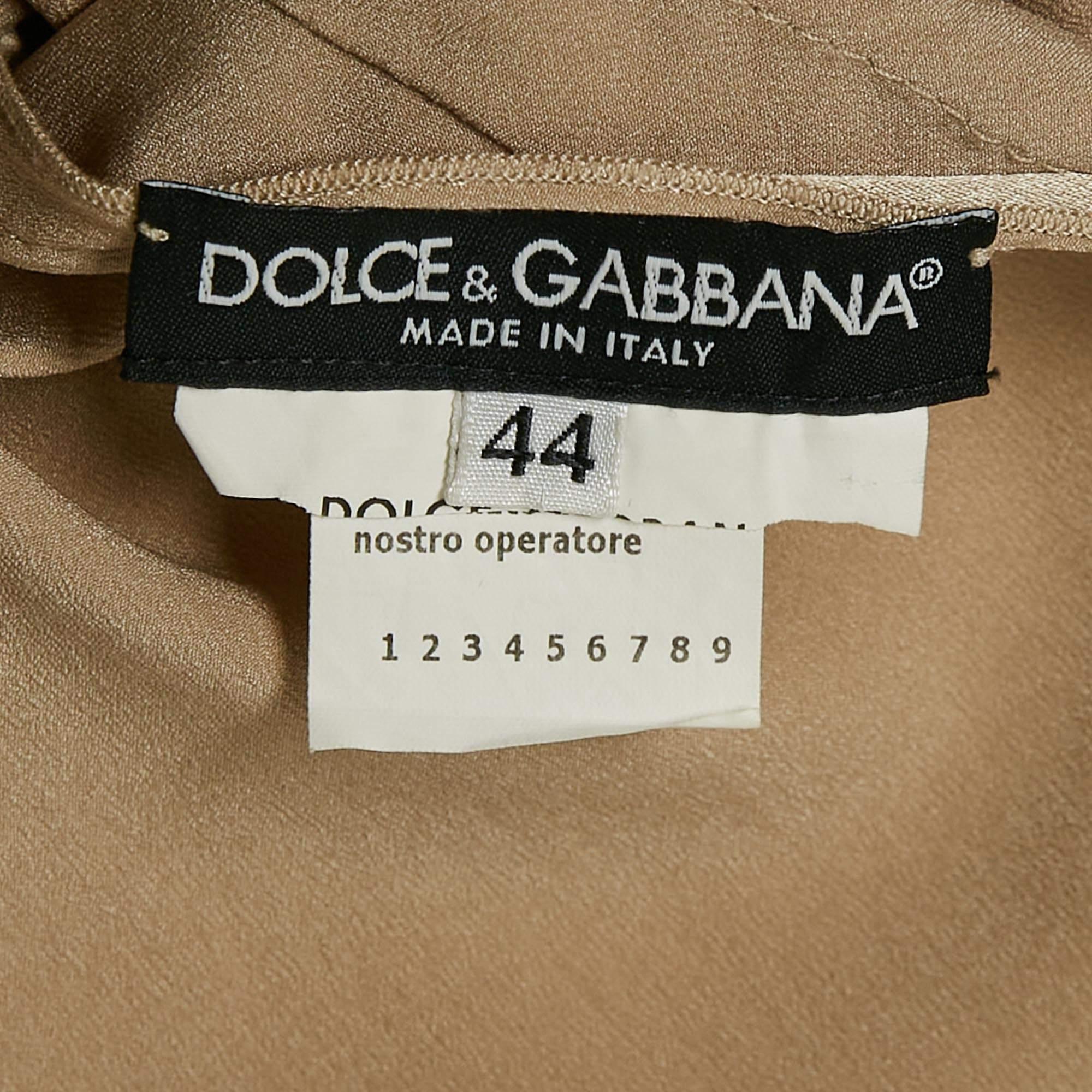 Women's Dolce & Gabbana Cream Lace Trim Satin Puff Sleeve Blouse M For Sale