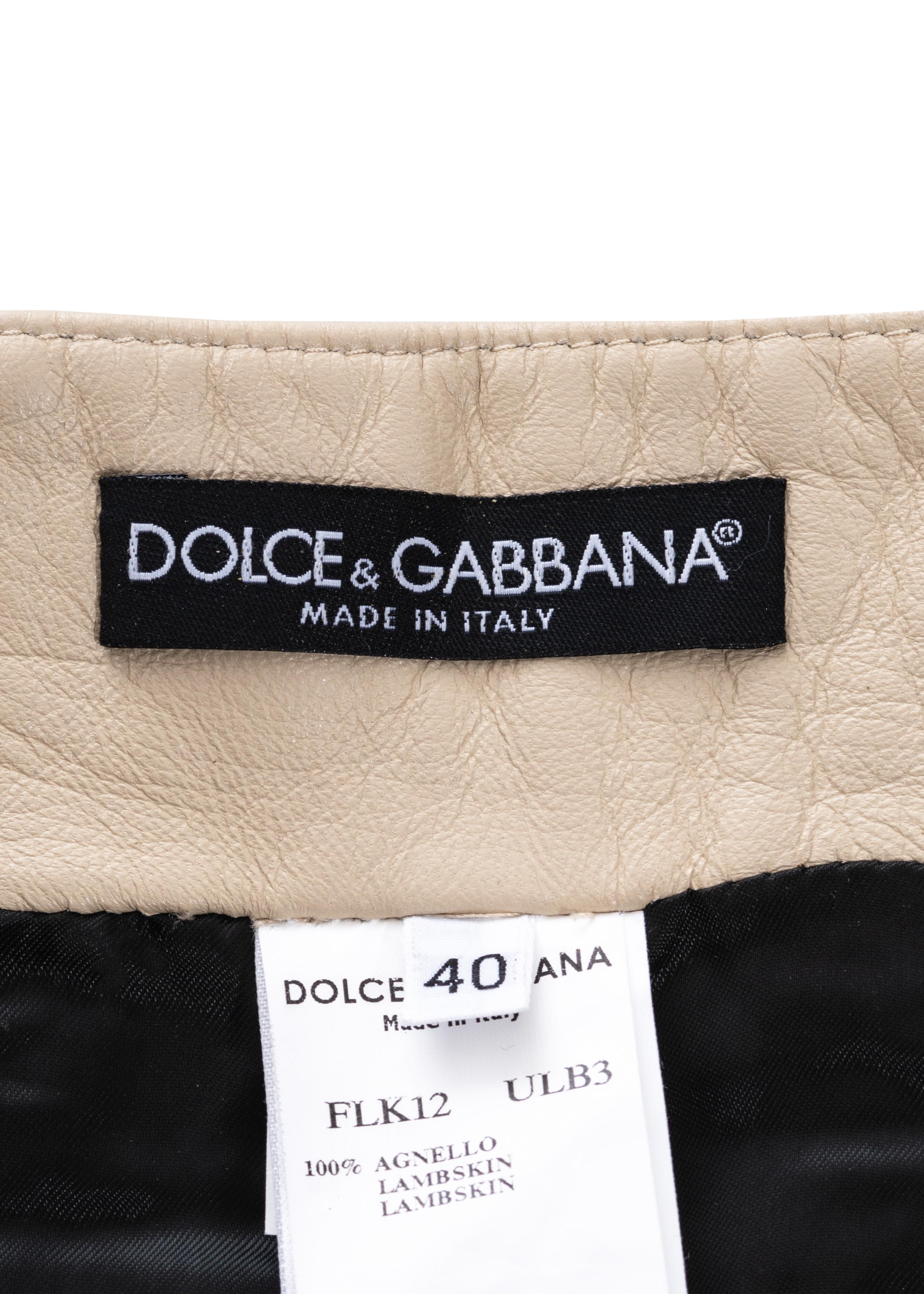 Dolce & Gabbana cream lambskin leather buckled mini skirt, ss 2003 1
