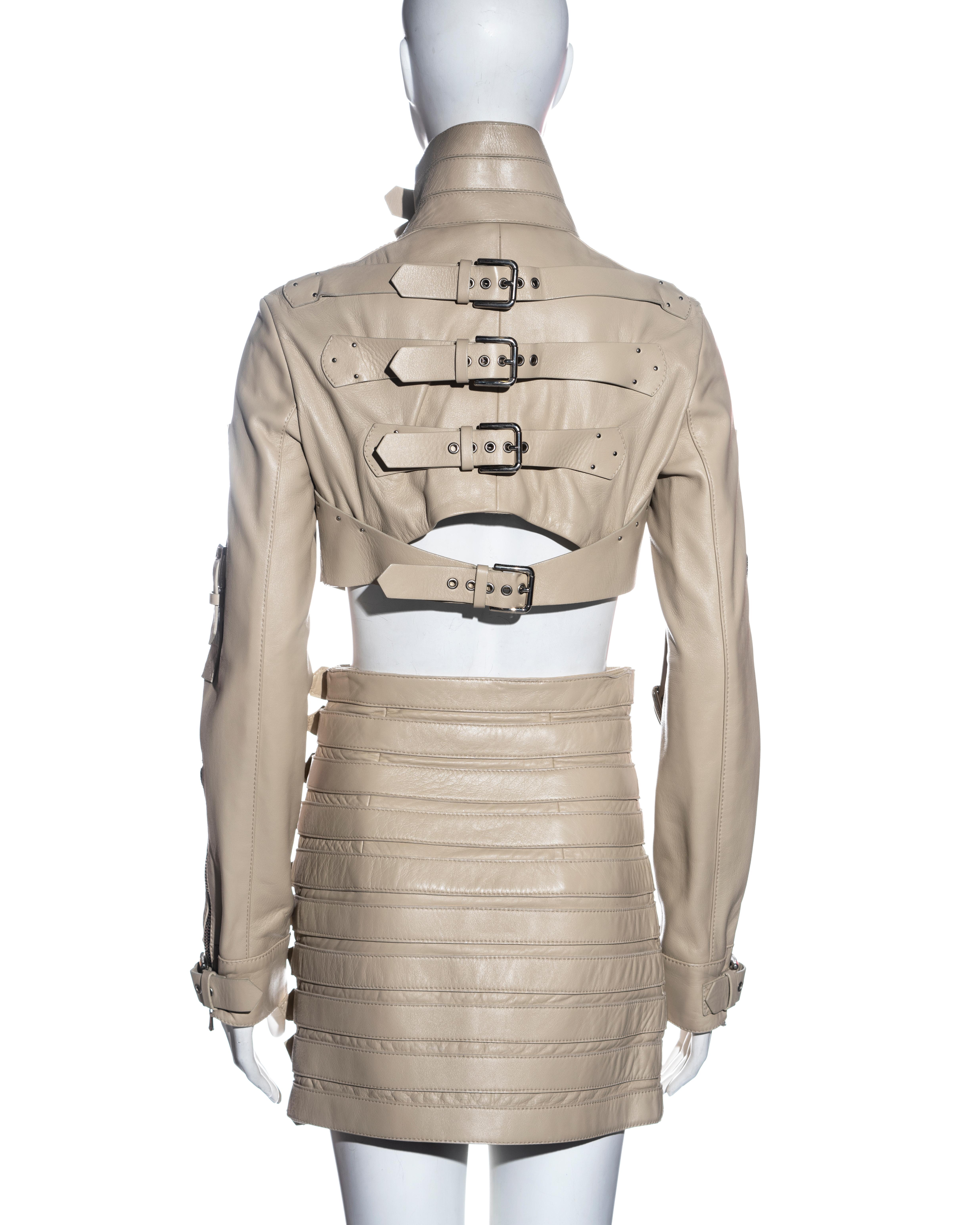 Dolce & Gabbana cream lambskin leather jacket and mini skirt set, ss 2003 4