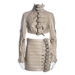 Dolce & Gabbana cream lambskin leather jacket and mini skirt set, ss 2003