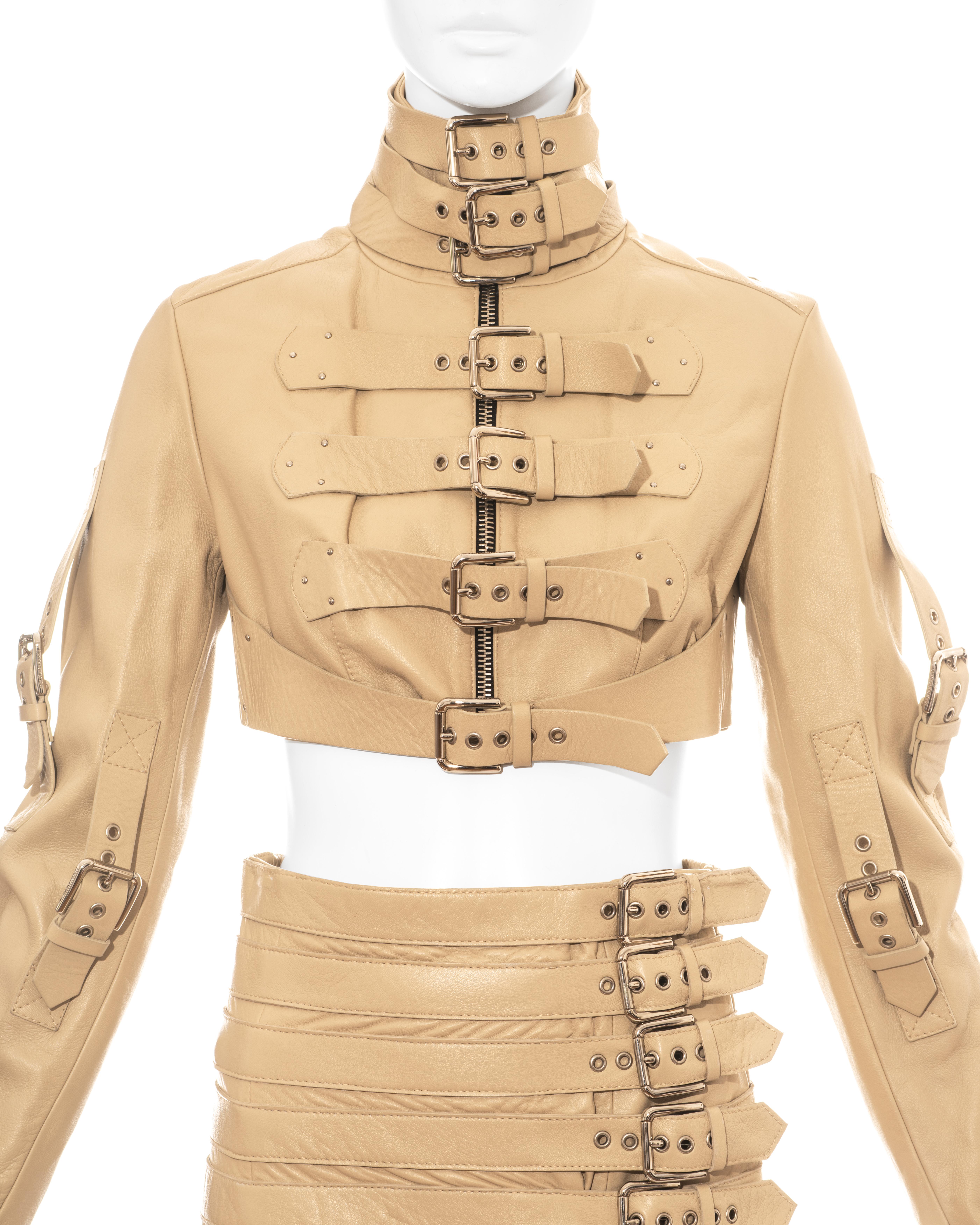 cropped cream leather jacket