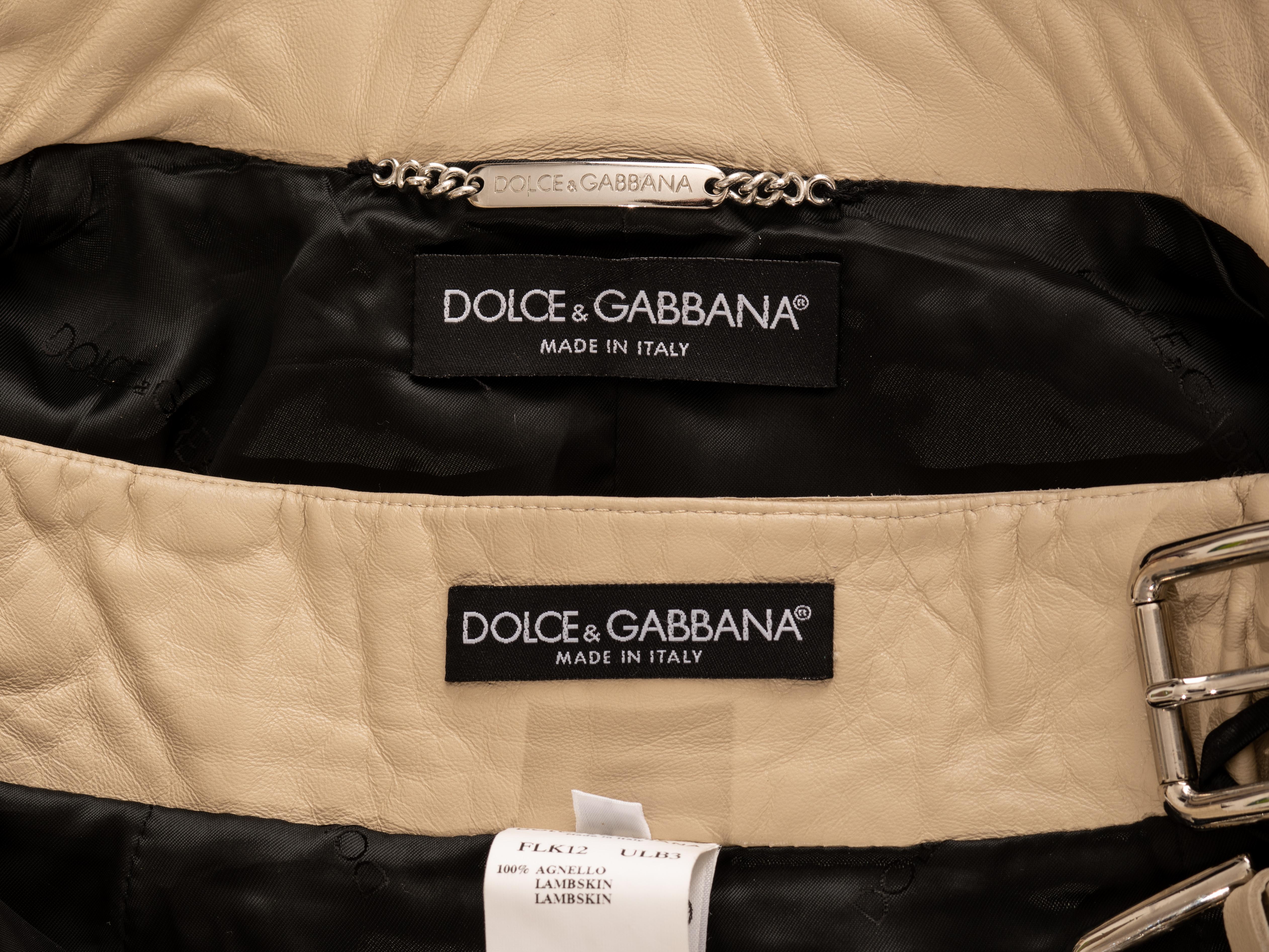 Dolce & Gabbana cream leather buckled cropped jacket and mini skirt, ss 2003 1