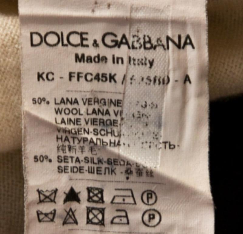 Dolce & Gabbana Creme Zitrone Druck Seide Wolle Strickjacke M (Grau) im Angebot