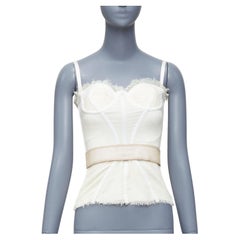 DOLCE GABBANA corpiño corsé de encaje de malla crema IT38 XS
