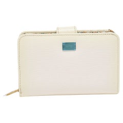 Dolce & Gabbana Cream Patent Leather Compact Wallet