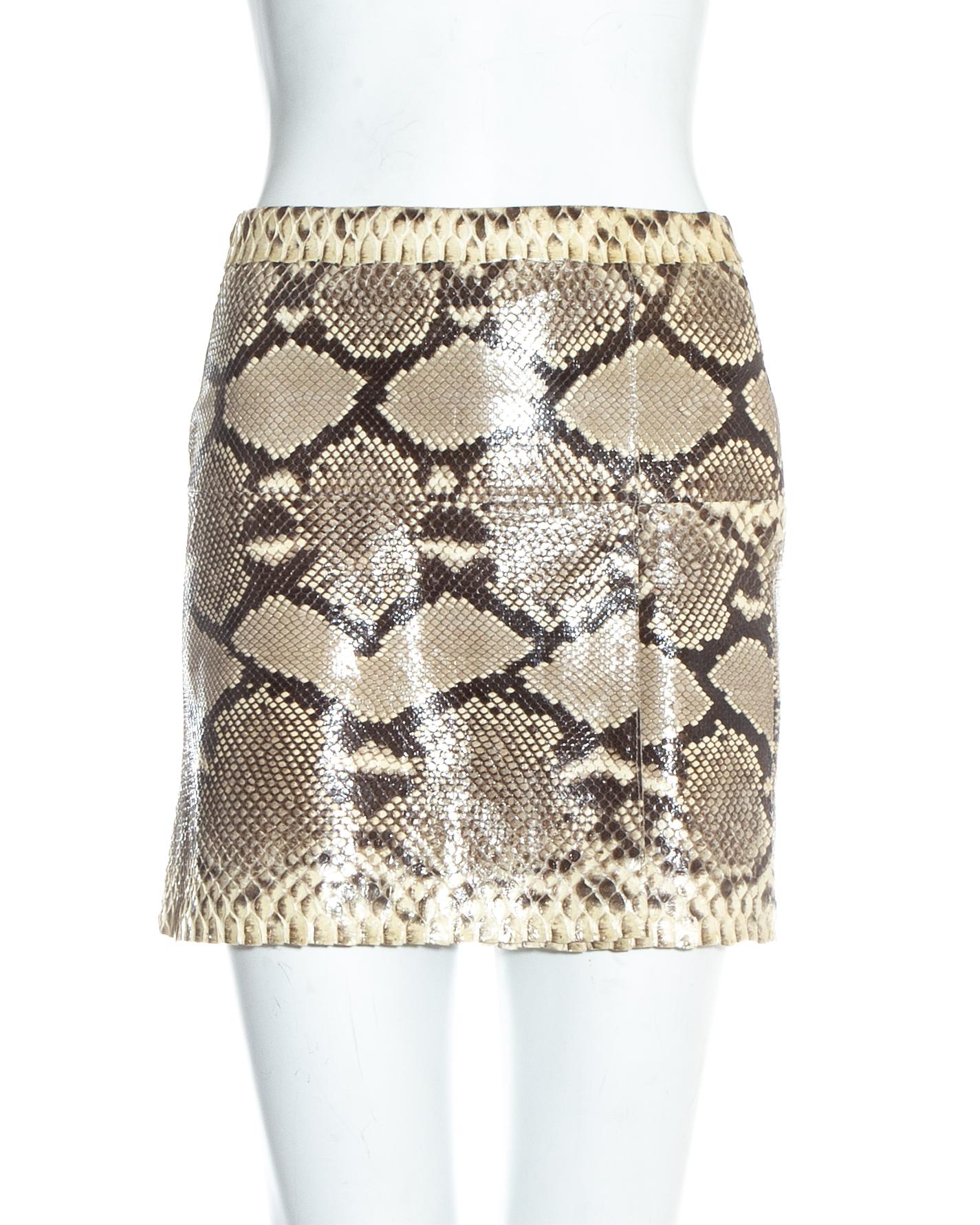 Beige Dolce & Gabbana cream python mini skirt, ss 2005