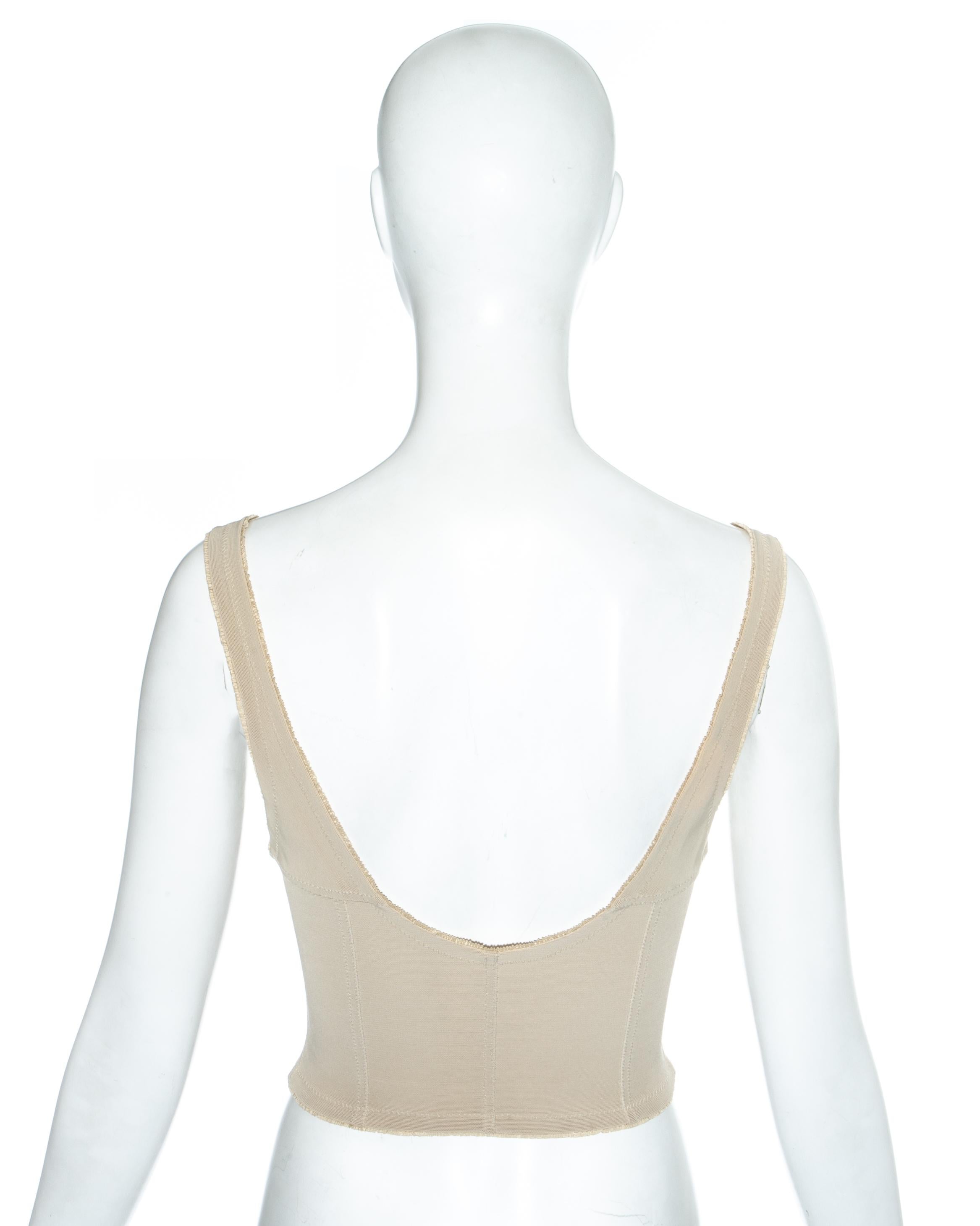 Beige Dolce & Gabbana cream satin and spandex cropped corset, ss 1994