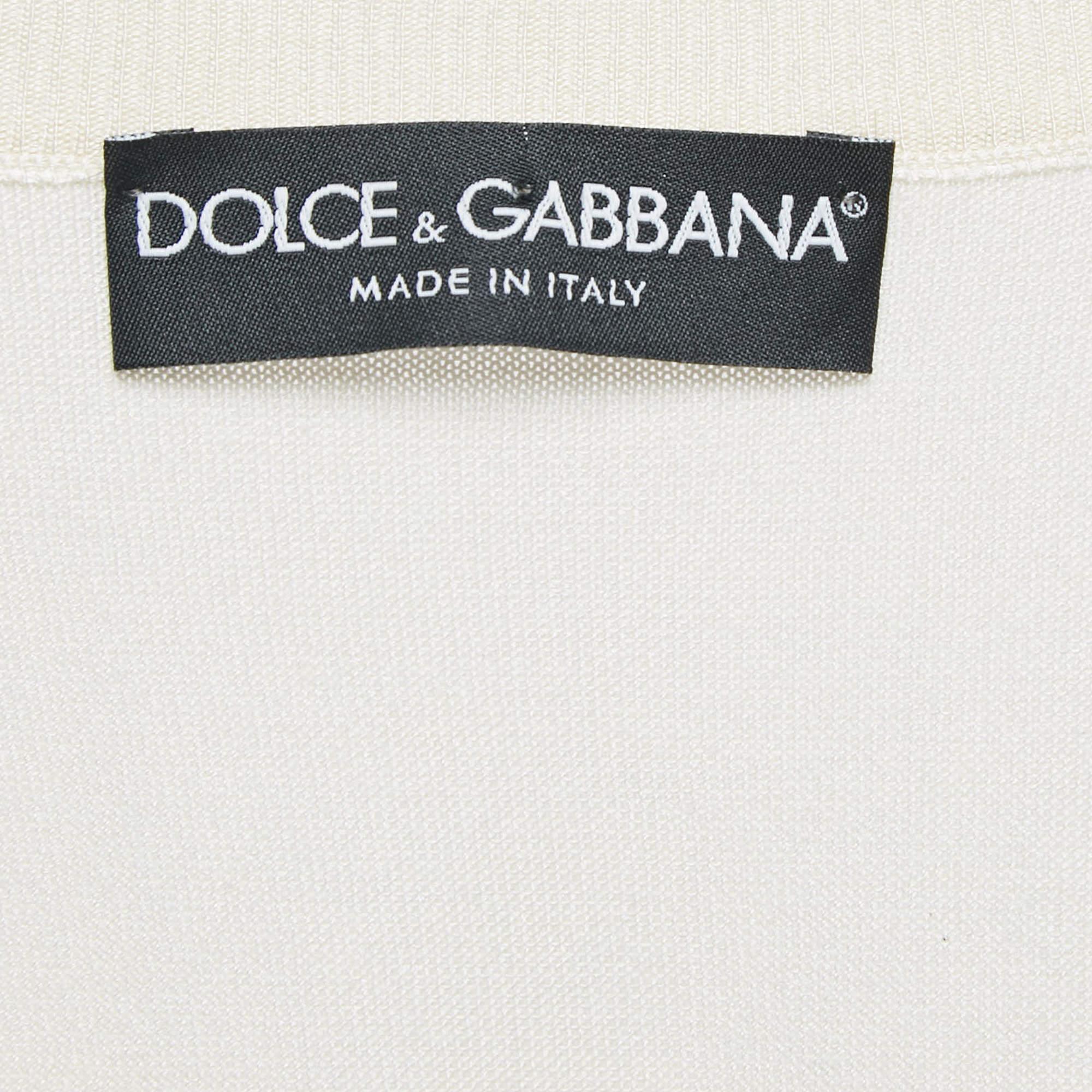 Dolce & Gabbana Felpa girocollo in seta color crema S In condizioni buone in vendita a Dubai, Al Qouz 2