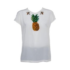 Dolce 
Gabbana - Camicetta in seta color crema con decorazioni in paillettes M