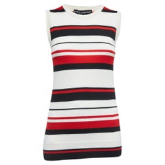 Dolce & Gabbana Cream Striped Knit Sleeveless Top M