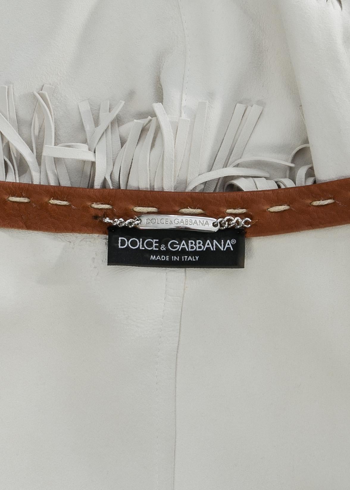 Gray Dolce & Gabbana cream suede fringed poncho jacket, S/S 2004