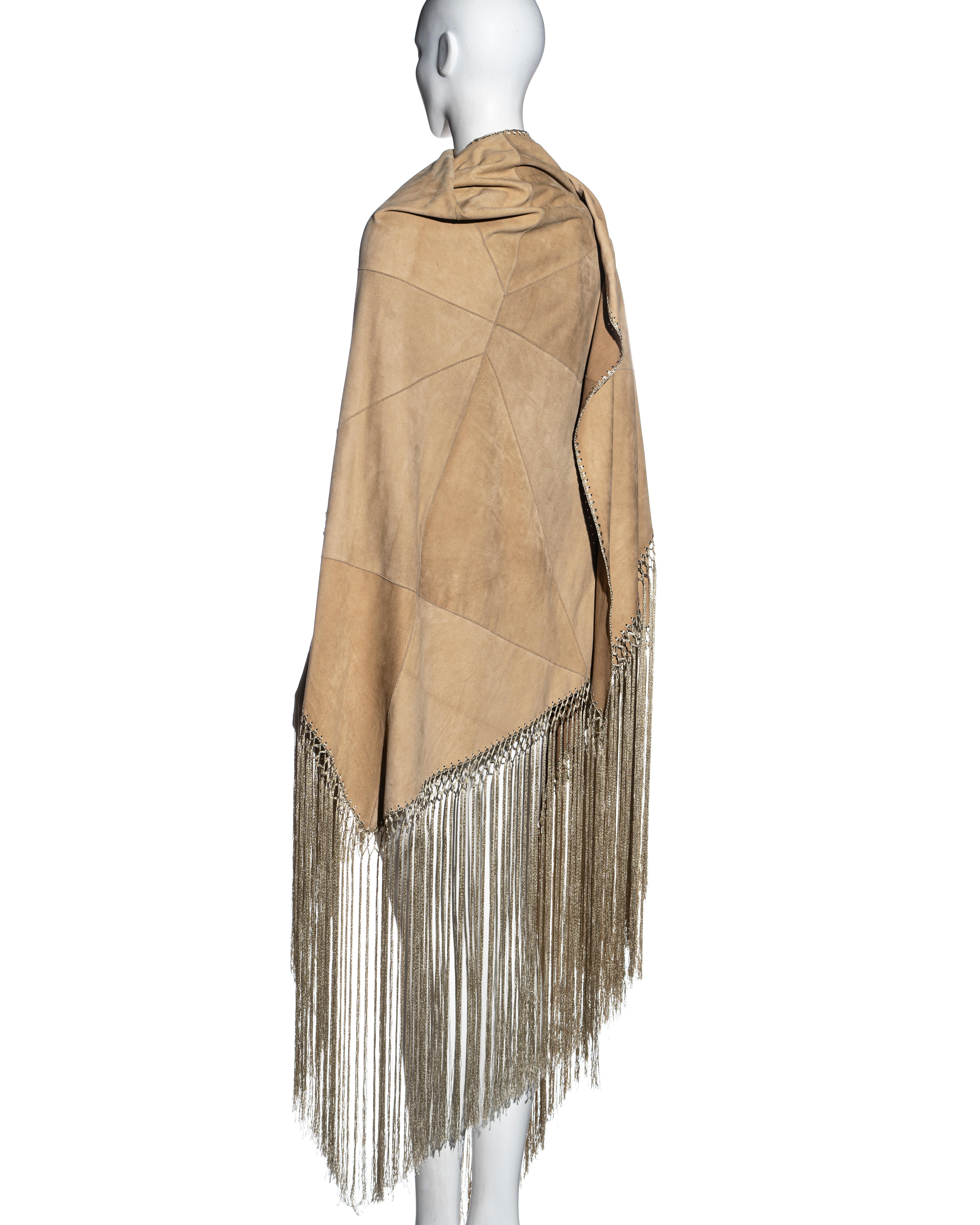 Dolce & Gabbana cream suede shawl with deep fringe, fw 2002 In Excellent Condition In London, GB