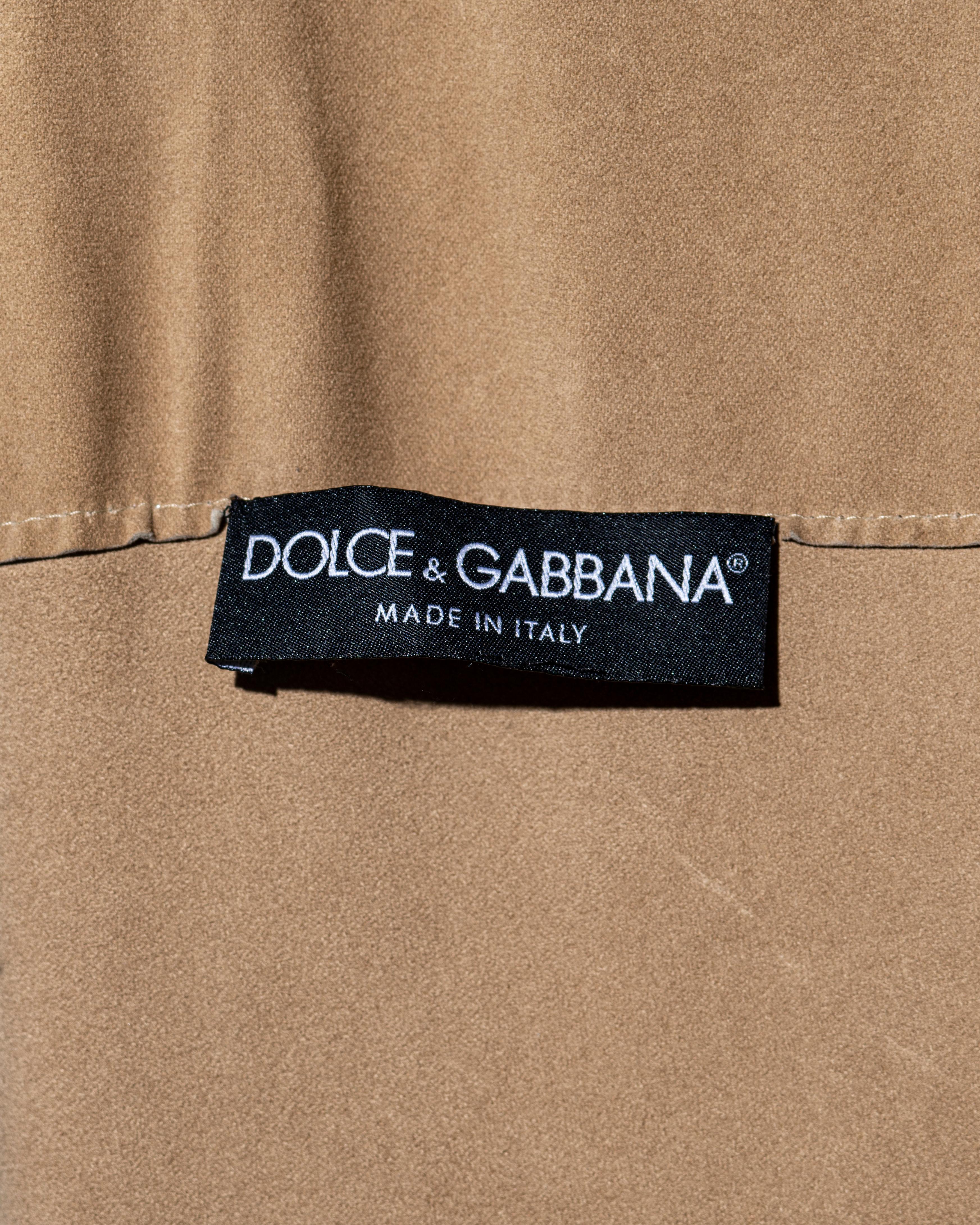 Women's Dolce & Gabbana cream suede shawl with deep fringe, fw 2002