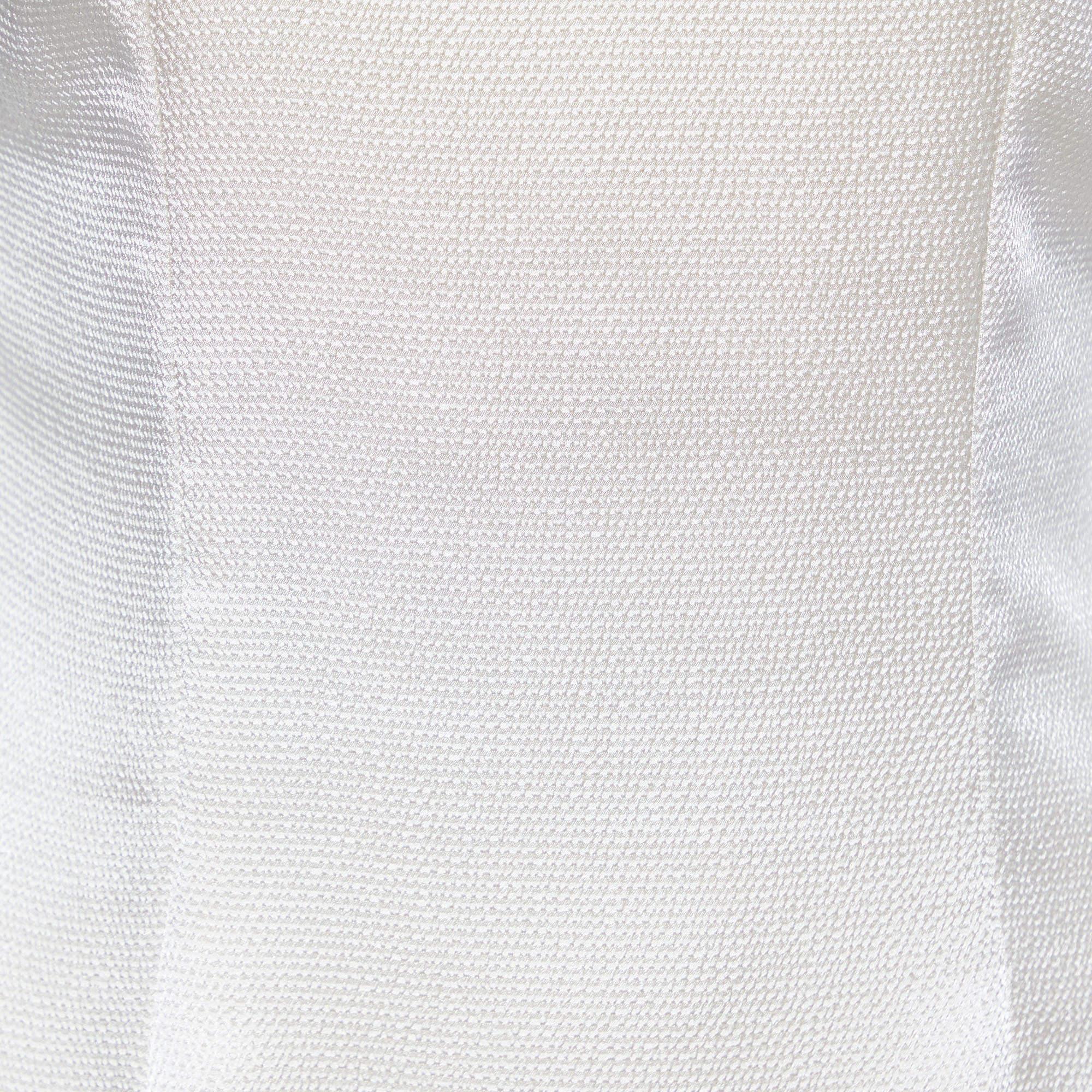 Women's Dolce & Gabbana Cream Textured Satin Contrast Detail Min Dress S For Sale