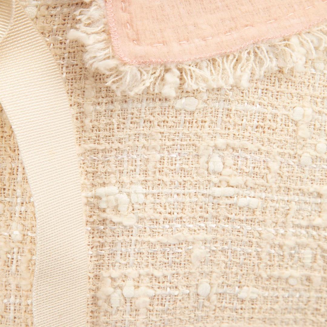 Dolce & Gabbana Cream Tweed Pink Trim Dress Size M In Good Condition In London, GB