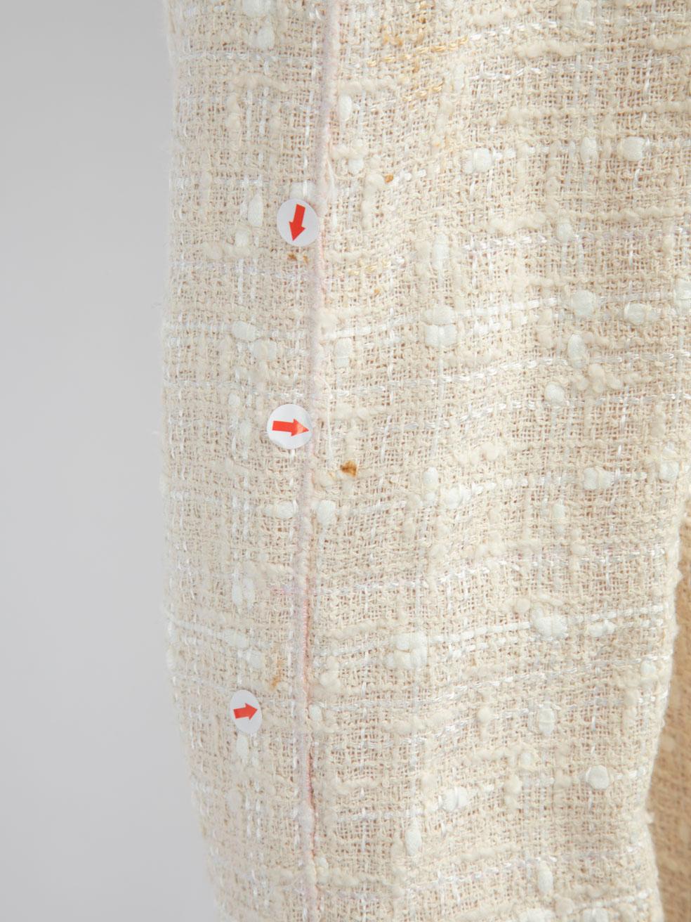Women's Dolce & Gabbana Cream Tweed Pink Trim Dress Size M