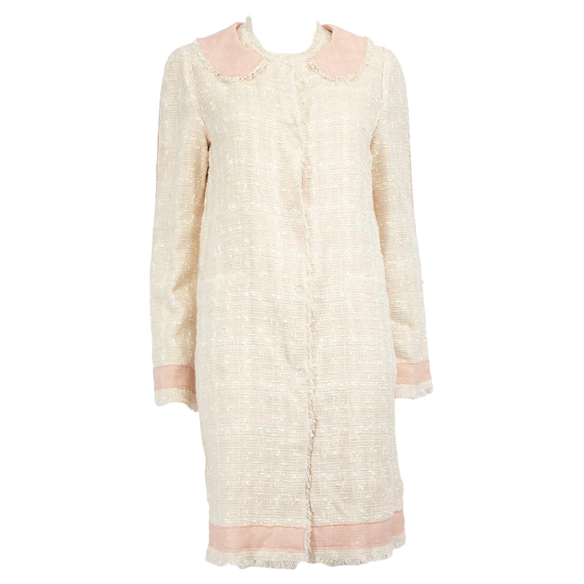 Dolce & Gabbana Cream Tweed Pink Trim Dress Size M