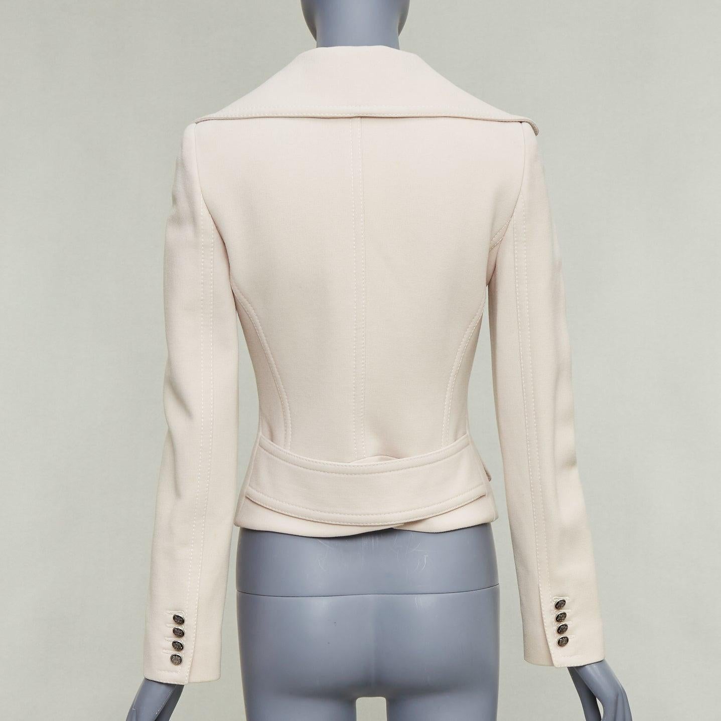 DOLCE & Gabbana blazer court à col tulipe en laine vierge crème IT36 XXS Pour femmes en vente