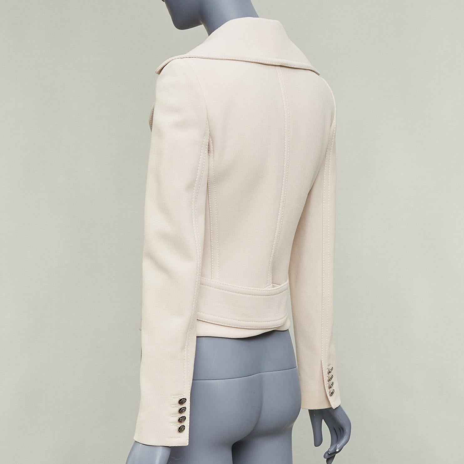 DOLCE & Gabbana blazer court à col tulipe en laine vierge crème IT36 XXS en vente 1