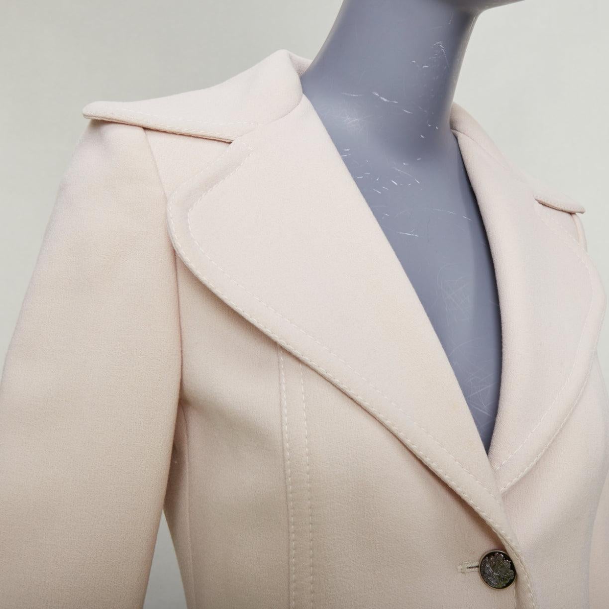 DOLCE & Gabbana blazer court à col tulipe en laine vierge crème IT36 XXS en vente 3