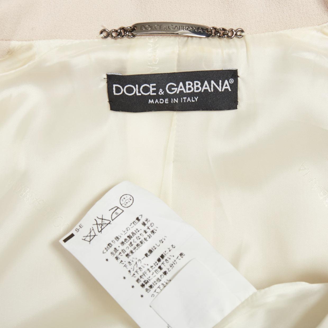 DOLCE & Gabbana blazer court à col tulipe en laine vierge crème IT36 XXS en vente 4