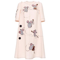 Dolce & Gabbana Crepe Shift Dress  Embellished Mouse Retailed $8, 000 NEW SZ50