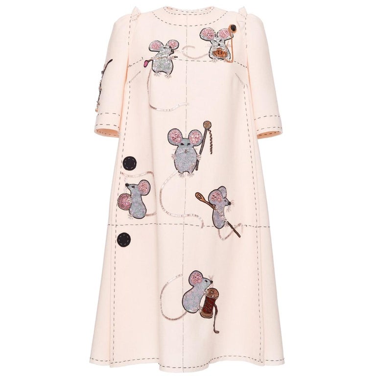 Dolce and Gabbana Crepe Shift Dress Embellished Mouse Retailed $8,000 ...