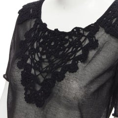 DOLCE GABBANA - Top en coton tricoté fin, dentelle au crochet, bords roulés IT40 S
